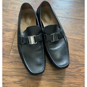 Black Ferragamo Sardegna Buckle Driving Shoe